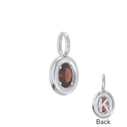 Oval Frame Stone Charm With Back Initial
