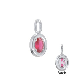 Oval Frame Stone Charm With Back Initial