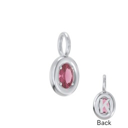 Oval Frame Stone Charm With Back Initial