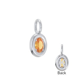 Oval Frame Stone Charm With Back Initial