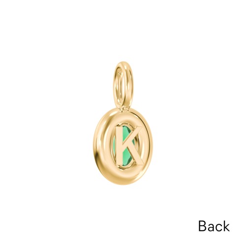 Oval Frame Stone Charm With Back Initial