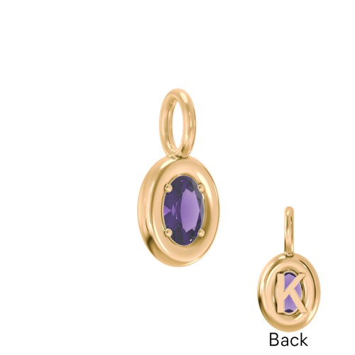 Oval Frame Stone Charm With Back Initial