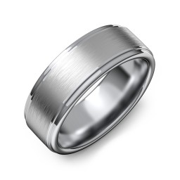Men's Brushed Tungsten Ring with Beveled Edges