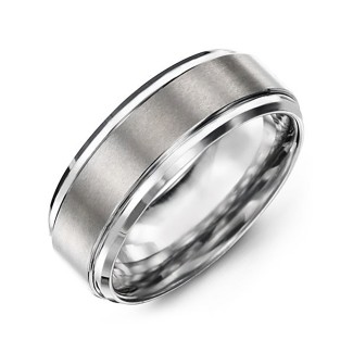 Men's Brushed Tungsten Ring with Beveled Edges
