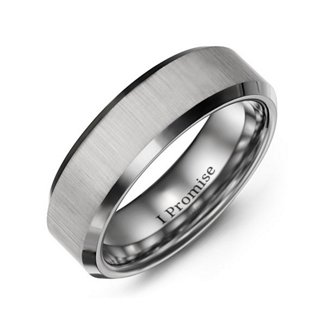 Men's Beveled & Satin Tungsten Ring | Jewlr