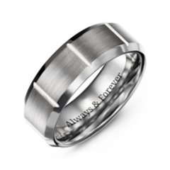 Men's Brushed Tungsten Ring with Vertical Grooves – Tungsten