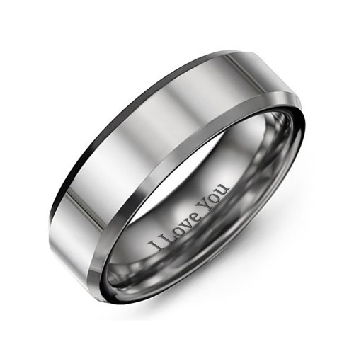 Men's Beveled & Polished Tungsten Ring – Tungsten