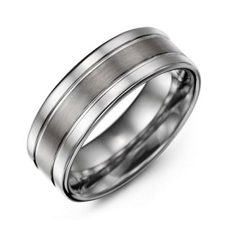 Polished and Satin Triple Band Tungsten Ring