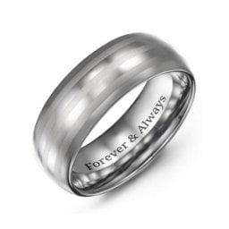 Men's Triple Stripe Polished & Satin Tungsten Ring