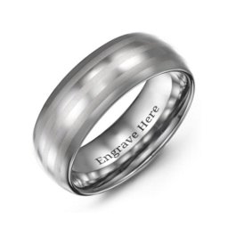 Men's Triple Stripe Polished & Satin Tungsten Ring in Tungsten