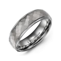 Men's Hammered Center Polished Tungsten Ring