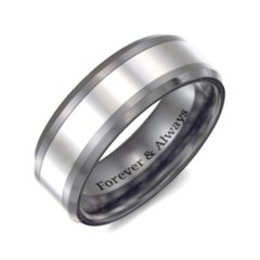 Men's Two Tone Cermaic Ring with Tungsten Inlay – Ceramic