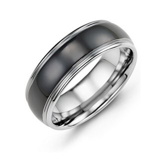 Men's Two Tone Polished & Satin Tungsten Ring