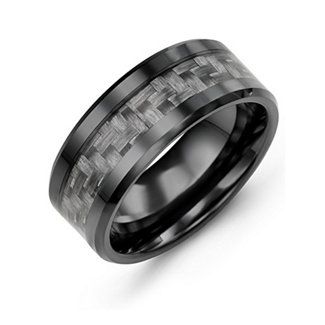 Men's Nightfall Ceramic 9mm Ring with Carbon Fiber Inlay