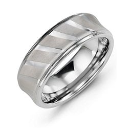 Men's Brushed Diagonal Stripe Tungsten Ring
