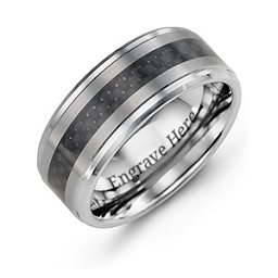 Men's Trinity Tungsten Ring with Carbon Fibre Inlay in Tungsten