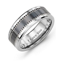 Men's Geometric Trail Tungsten Ring with Ceramic Inlay – Tungsten