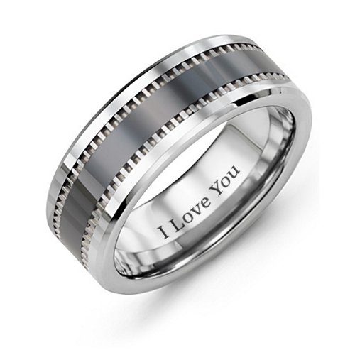 Men's Geometric Trail Tungsten Ring with Ceramic Inlay – Tungsten