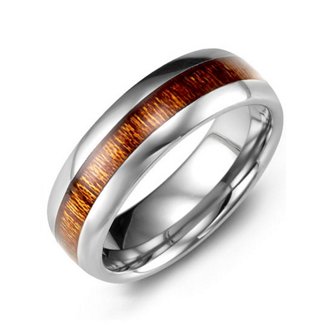 Men's Koa Wood and Tungsten Ring
