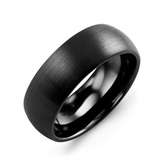 Men's Classic Black Satin Ceramic Ring