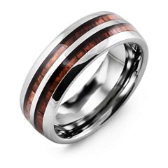 Men's Tungsten Ring with Koa Wood Inlay – Tungsten