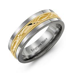 Men's Cut Out XO Center Ring in Tungsten