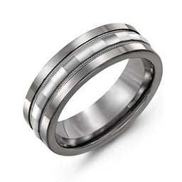 Men's Grooved Center Inlay Ring