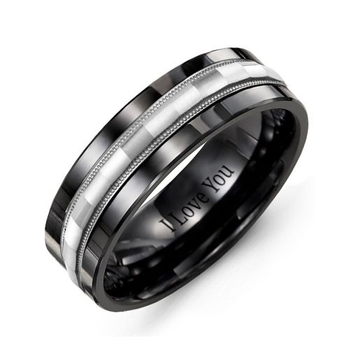 Men's Grooved Center Inlay Ring – Ceramic