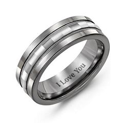 Men's Grooved Center Inlay Ring – Tungsten