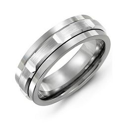 Men's Brushed Grooved Center Ring