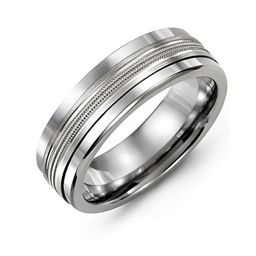 Men's Modern Ring with Beaded Centre Band