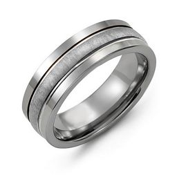 Men's Polished Ring with Brushed Inlay