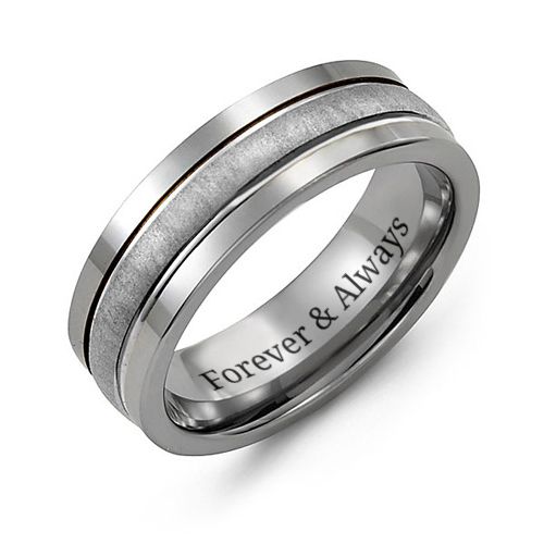 Men's Polished Ring with Brushed Inlay