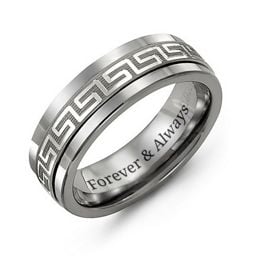 Men's Greek Key Inlay Ring