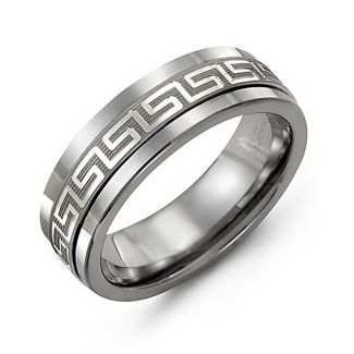 Men's Greek Key Inlay Ring