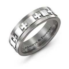 Men's Polished Crosses Tungsten Ring – Tungsten & Sterling Silver