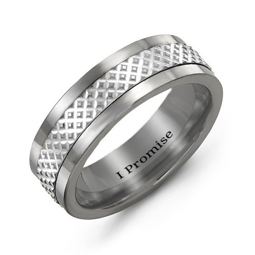 Men's Meshed Inlay Tungsten Ring