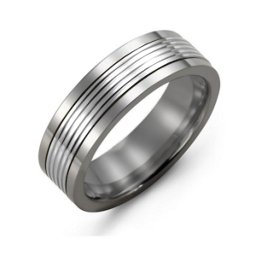 Men's Tungsten Ring with Multistripe Inlay