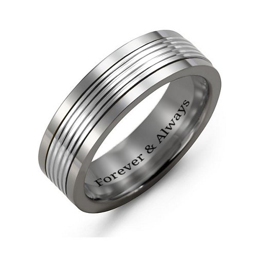 Men's Tungsten Ring with Multistripe Inlay