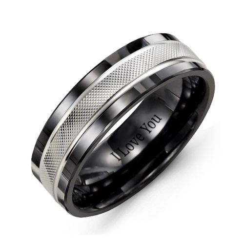 Men's Polished & Diamond-Cut Textured Ring