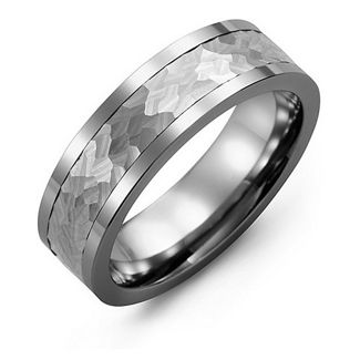 Men's Hammered Inlay Ring