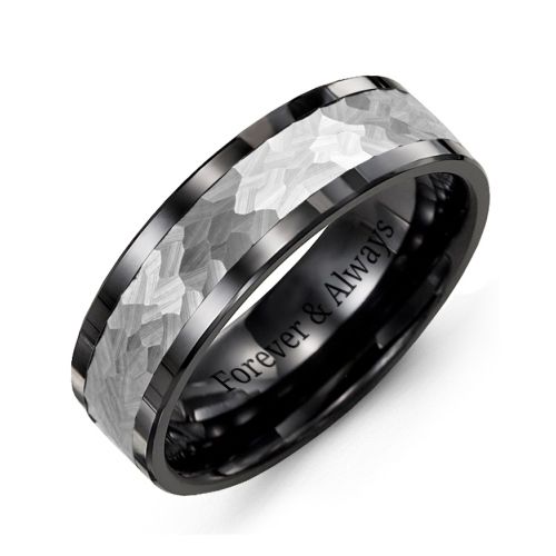 Men's Hammered Inlay Ring