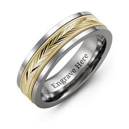 Men's Chevron Inlay Ring in Tungsten