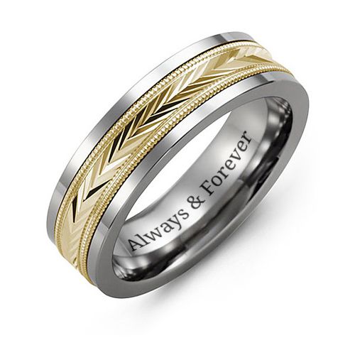 Men's Chevron Inlay Ring – Tungsten