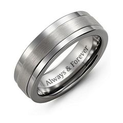 Men's Simple Banded Inlay Ring – Tungsten