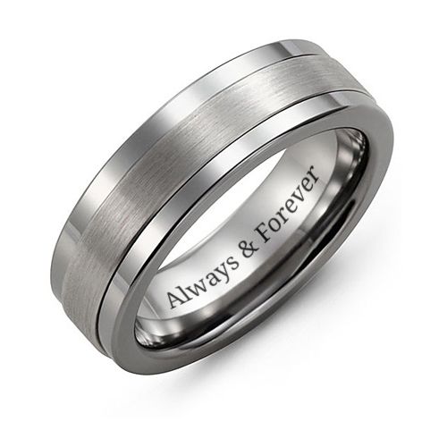 Men's Simple Banded Inlay Ring – Tungsten