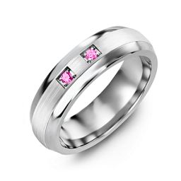 Men's Two Stone Dome Ring with Brushed Inlay