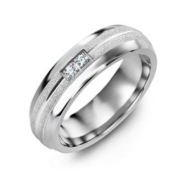 Men's Two Gemstone Ring with Banded Textured Inlay