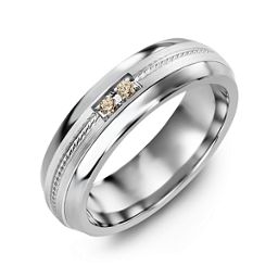 Men's Two Stone Ring with Rope Detail Inlay