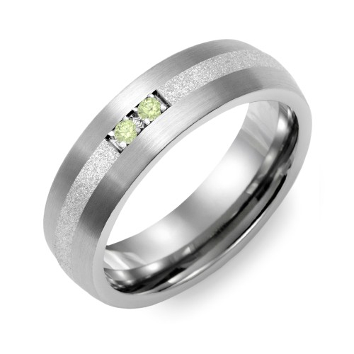 Men's 2-Stone Dome Ring With Sandblasted Inlay